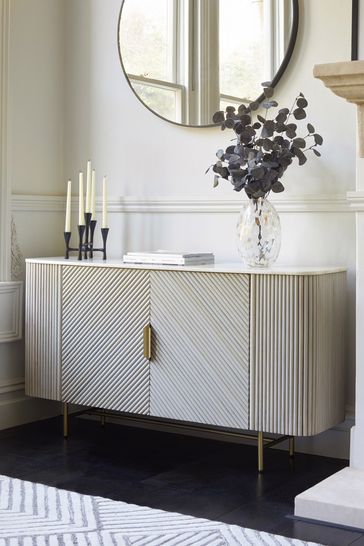 Buy Light Grey Valencia Marble Mango Wood Large Sideboard from the Next ...