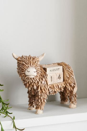 Brown Hamish Highland Cow Perpetual Calendar