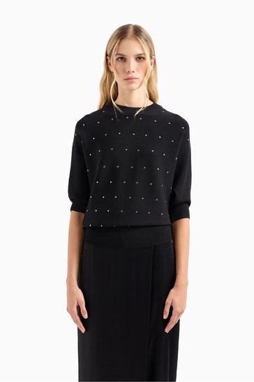 Buy Armani Exchange Studded Black Jumper from Next Malta