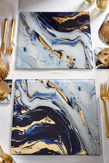 Navy Galaxy Glass Placemats Set of 2