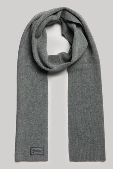 Superdry Grey Knitted Logo Scarf