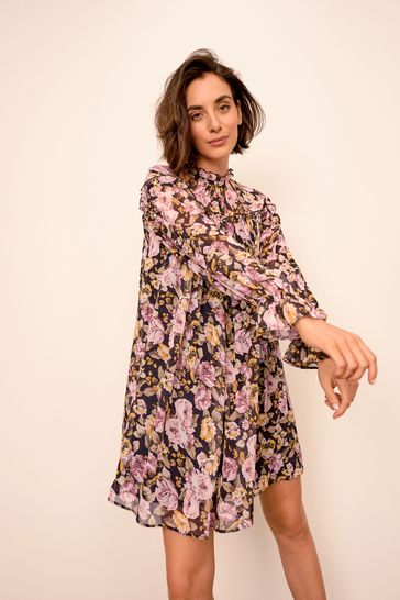 Long sleeve chiffon mini dress top