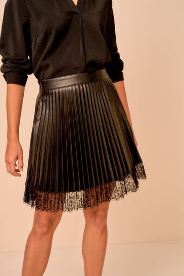 Drop waist new arrivals pleated leather skirt