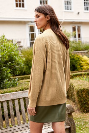 Camel ribbed cardigan best sale