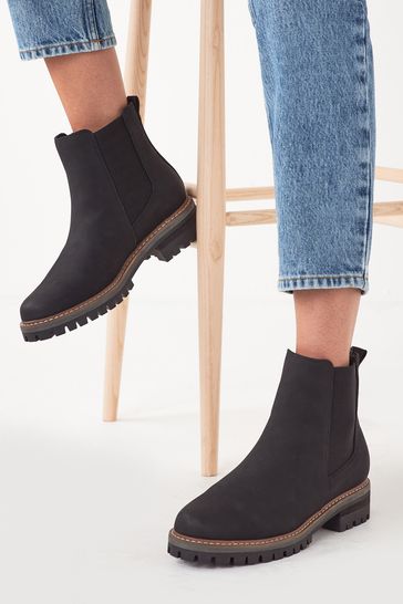 Black Regular/Wide Fit Forever Comfort® Chunky Casual Chelsea Boots