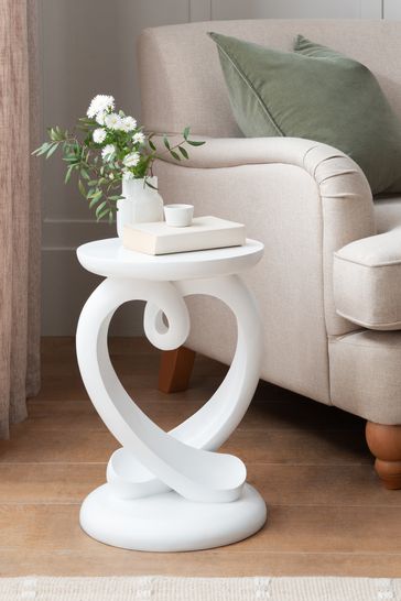 White Heart Side Table