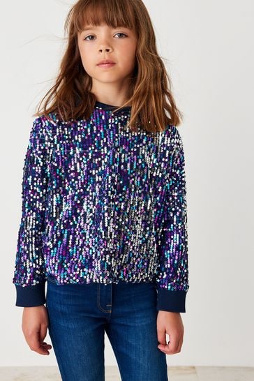 Blue sequin jumper sales