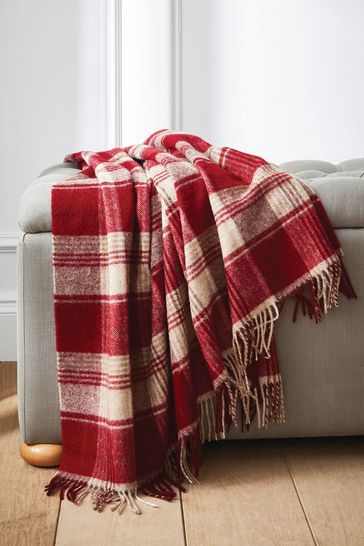 Laura Ashley Cranberry Red Cranbourne Check Throw