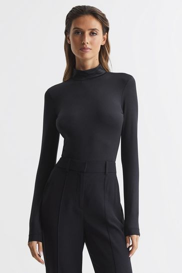 Black polo neck jersey online