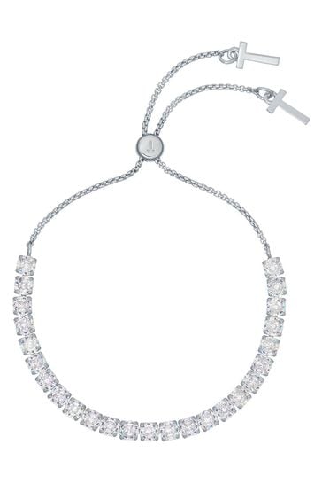 Ted Baker MELRAH: Rose Silver Tone Crystal Adjustable Tennis Bracelet For Women