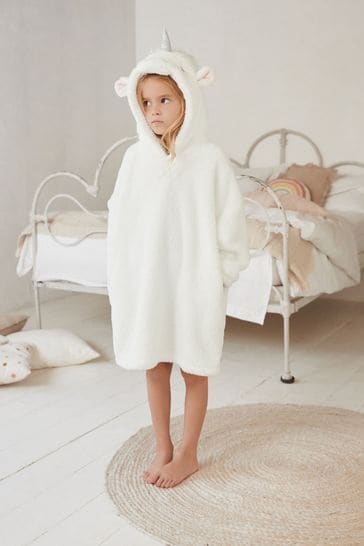 White 3D Unicorn Fleece Hooded Blanket (3-16yrs)