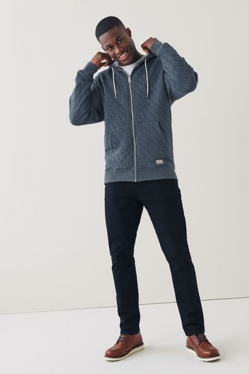 Quilted zip new arrivals up hoodie