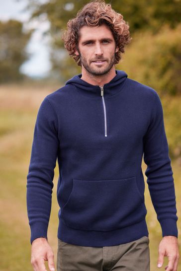 Buy Navy Blue Premium Knitted Hoodie from Next Ireland