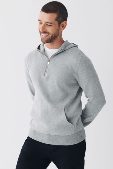 Buy Light Grey Premium Knitted Hoodie from Next Luxembourg