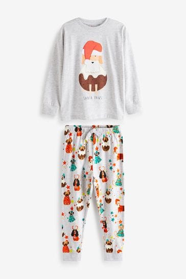 Grey Kids Matching Family Christmas Dog Pyjamas (9mths-16yrs)