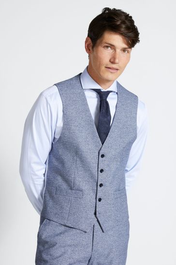 MOSS Ice Blue Regular Fit Flannel Suit: Waistcoat
