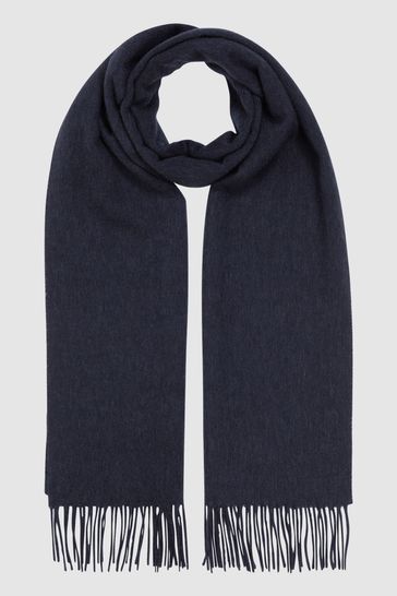 Reiss Navy Picton Cashmere Blend Scarf