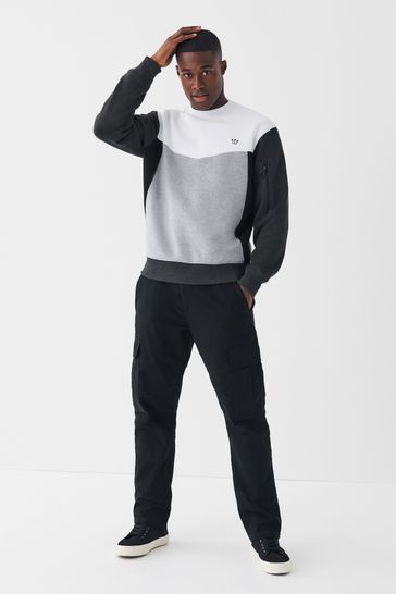 Black top white sweatshirt