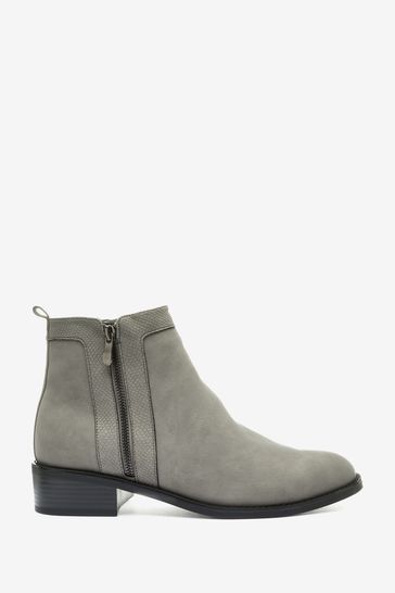 Grey wide fit ankle boots clearance
