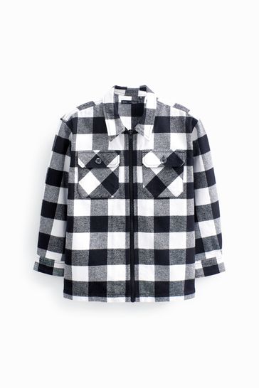Black/White With Zip Check Shirt (3-16yrs)