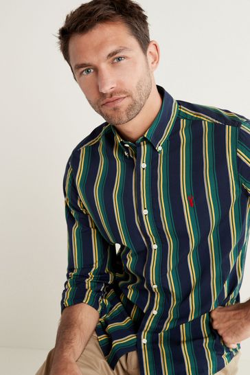 Green/Navy Blue Stripe Long Sleeve Shirt