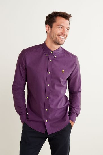 Purple With Stag Long Sleeve Oxford Shirt