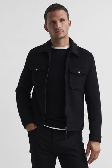 Buy Reiss Black Peridoe Wool Trucker Jacket from Next Singapore