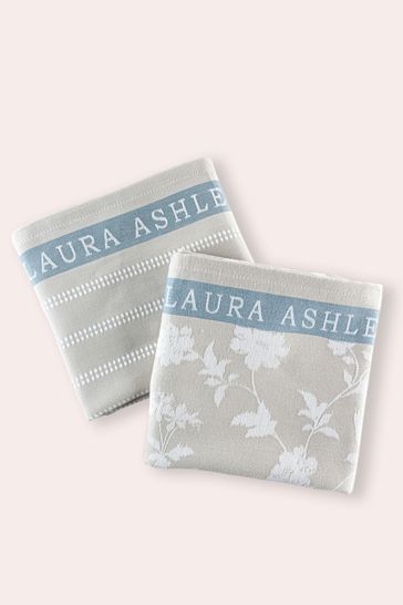 Laura Ashley Set of 2 Cream Heritage Collectables Kitchen Towels