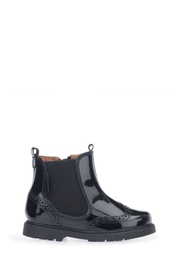 Start Rite Chelsea Black Patent Leather Black Zip Up Boots