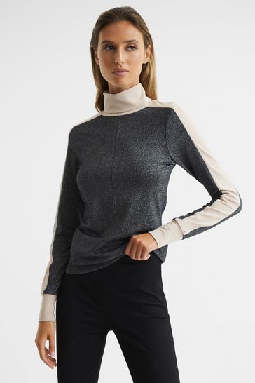 Metallic cheap roll neck