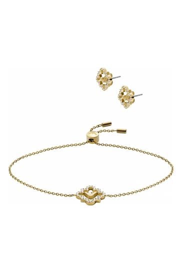 Emporio Armani Ladies Gold Essentials Bracelet & Earrings Gift Set