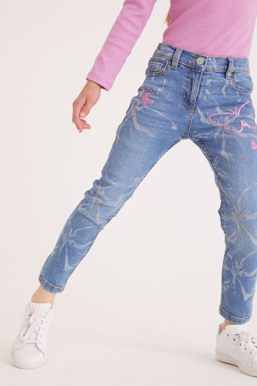 Blue/Pink Sequin Butterfly Regular Fit Skinny Jeans (3-16yrs)
