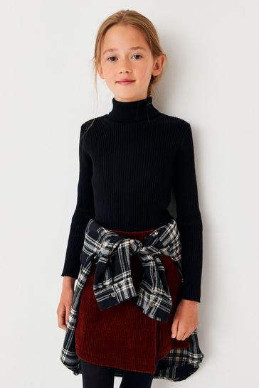 Girls black 2025 roll neck jumper