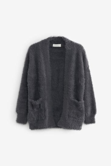 Next black top fluffy cardigan