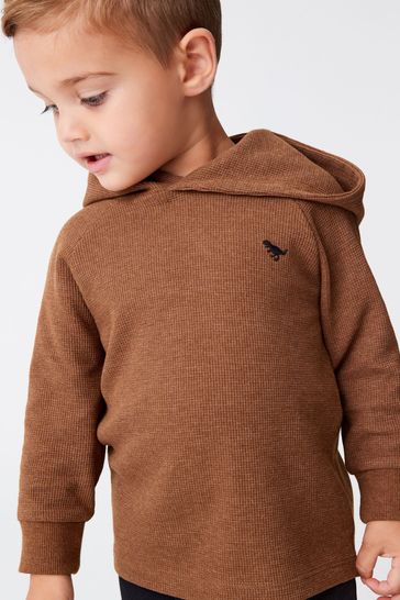 Burnt Orange Textured Jersey Dino Spikes Hoodie (3mths-10yrs)