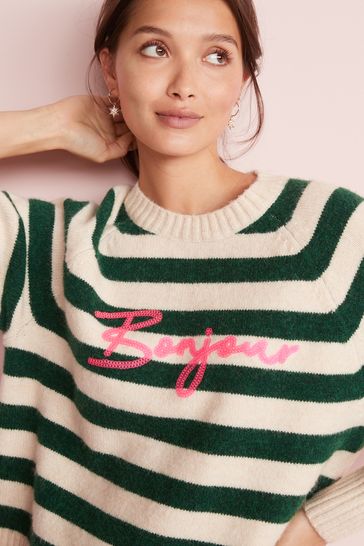 White shop slogan jumper