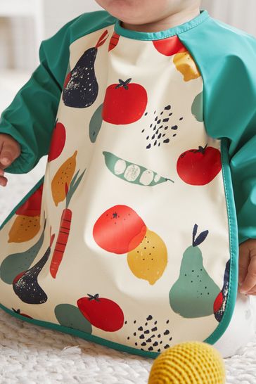 Green Vegetable Baby Weaning and Feeding Sleeved Bib (6mths-3yrs)