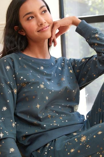 Buy Grey Foil Star Supersoft Cosy Pyjamas from the Next UK online shop