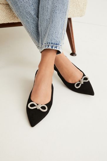 Black slingback hot sale flats women's shoes