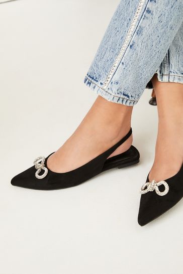 Black pointed toe slingback flats new arrivals