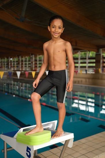 adidas Black Junior 3-Stripes Swim Jammers