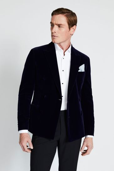 Buy MOSS Slim Fit Blue Ink Velvet Dress Suit Jacket from Next