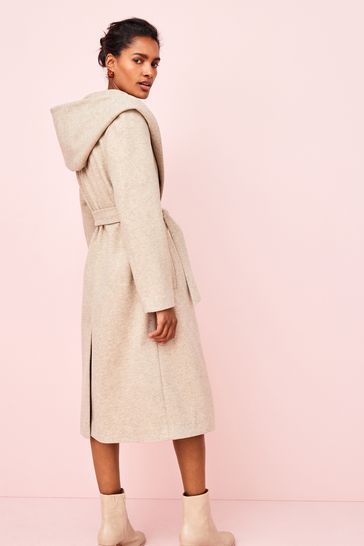 Hooded belted coat top
