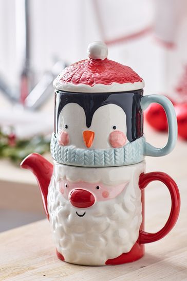Red/White Red Santa & Friends Tea for One Mugs