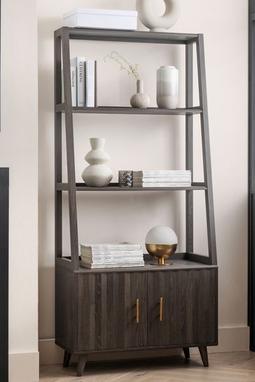 Dark Grey Ezra Oak Effect Storage Ladder Shelf