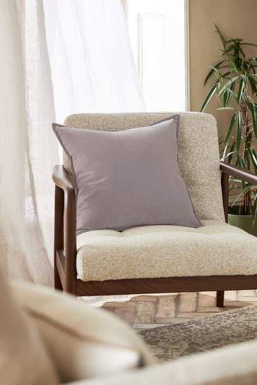 Grey Cotton Velvet Square Cushion