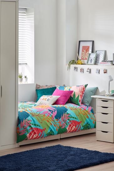 furn. Multicolour Coralina Abstract Reversible Duvet Cover And Pillowcase Set