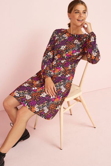 Floral Print Maternity/Nursing Dress With Concealed Zip