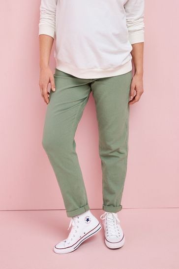 Khaki Green Maternity Over-the-Bump Mom Jeans