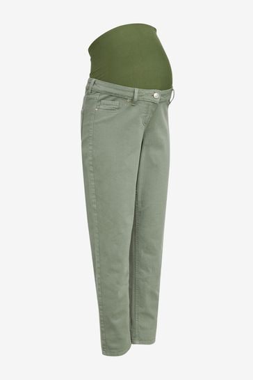 Boohoo Maternity Over Bump Cargo Pants in Khaki Womens Clothing Trousers Slacks and Chinos Cargo trousers Green 